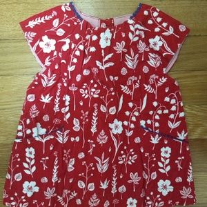 Mini Boden holiday red corduroy dress with flowers